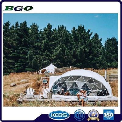 Геодезическая купольная палатка с бамбуковым украшением с окрашенной стальной рамой